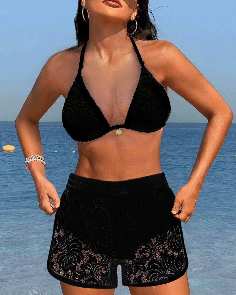 Laluna® | Elegante eentonige kanten bikini set