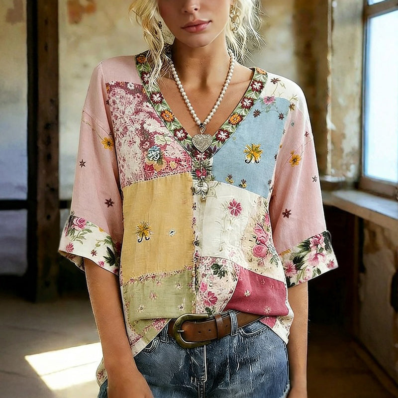 Vintage Bloemenprint Blouse