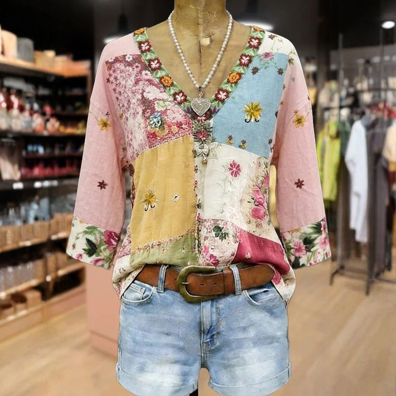 Vintage Bloemenprint Blouse
