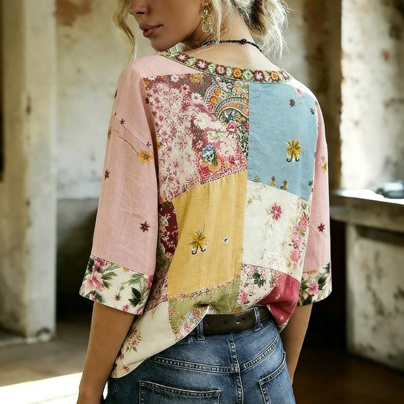 Vintage Bloemenprint Blouse