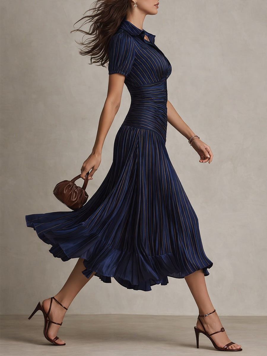 Adriana - Midi-jurk in Retro Streepmotief