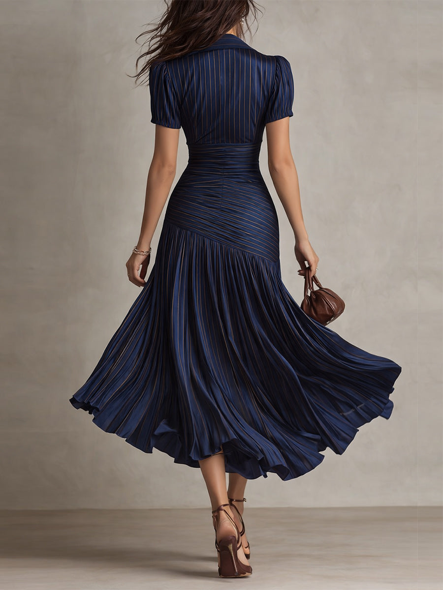 Adriana - Midi-jurk in Retro Streepmotief