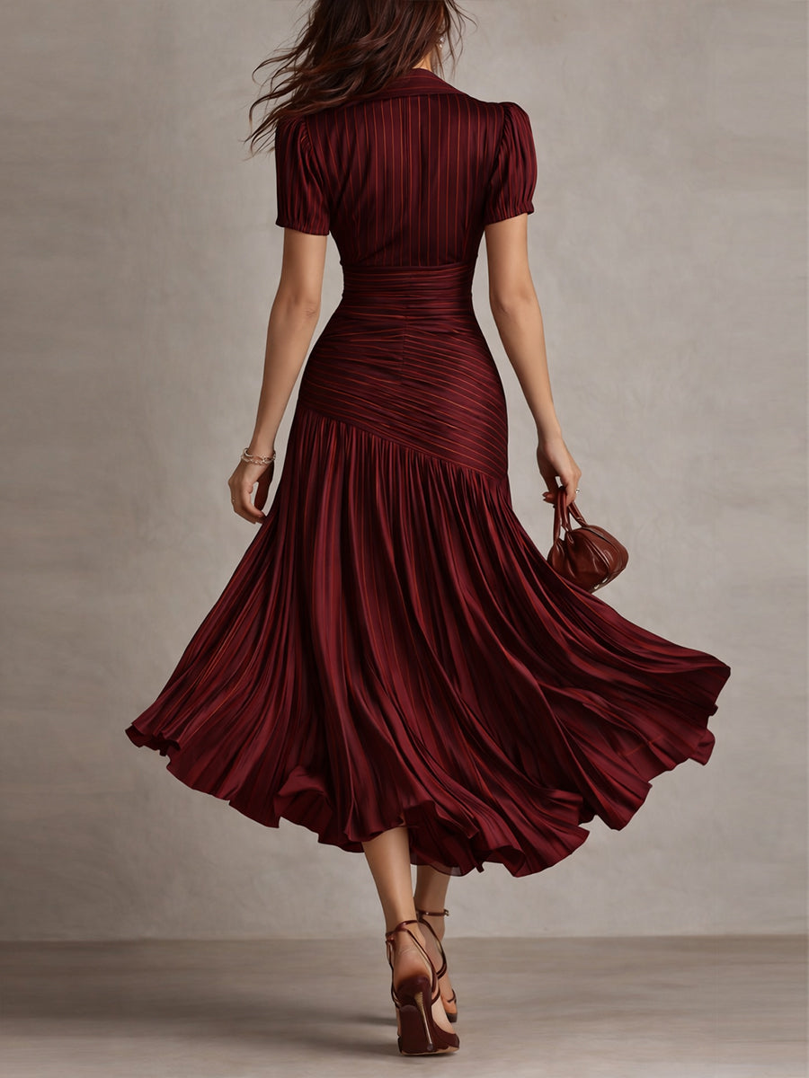 Adriana - Midi-jurk in Retro Streepmotief