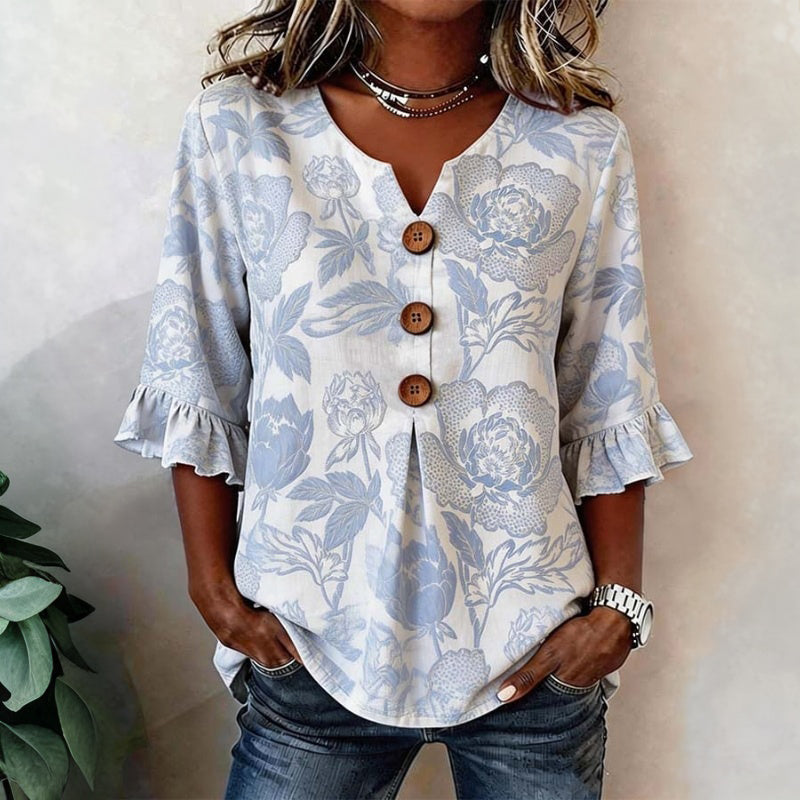 Vintage Bloemige Blouse