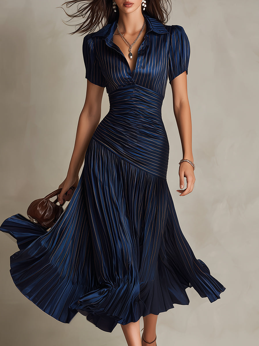 Adriana - Midi-jurk in Retro Streepmotief