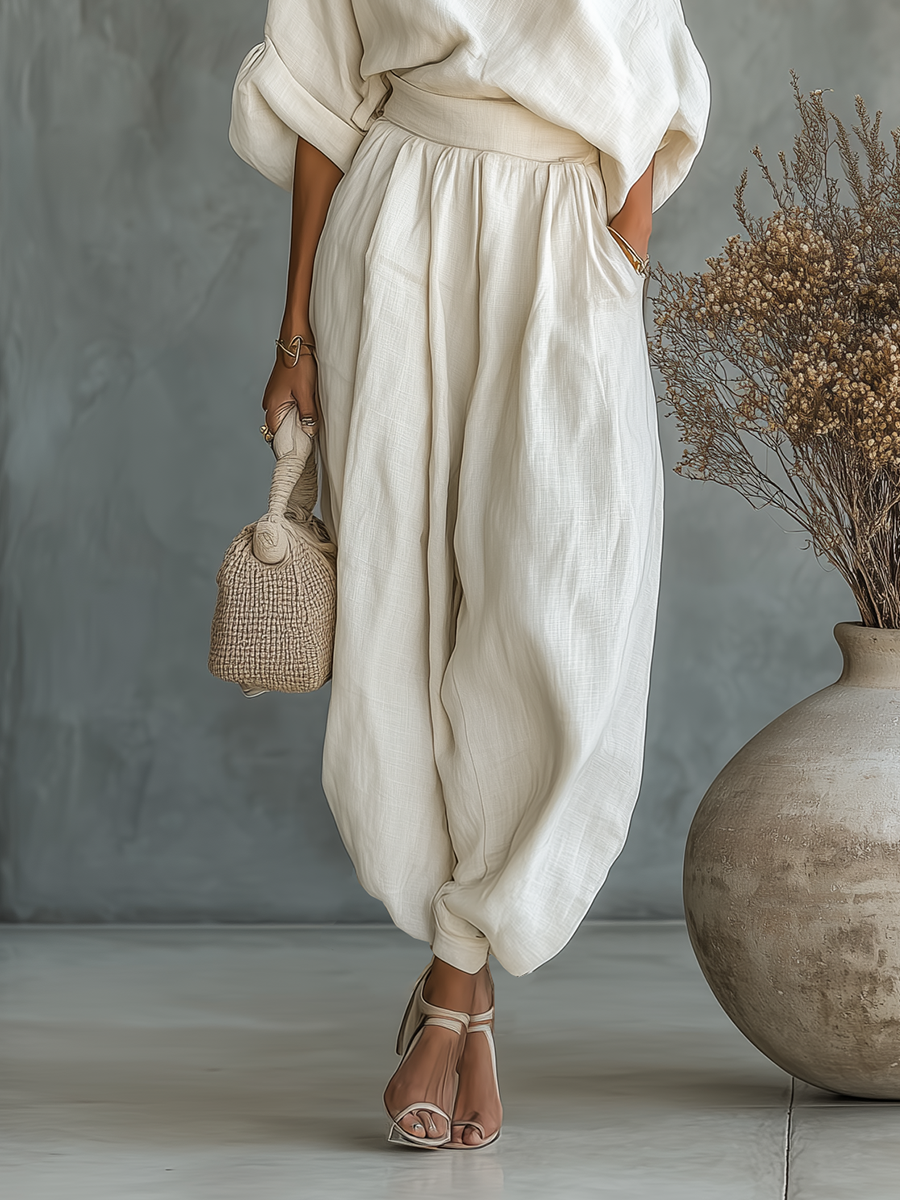 Lisa | Zachte top met blote schouders en tapered broek