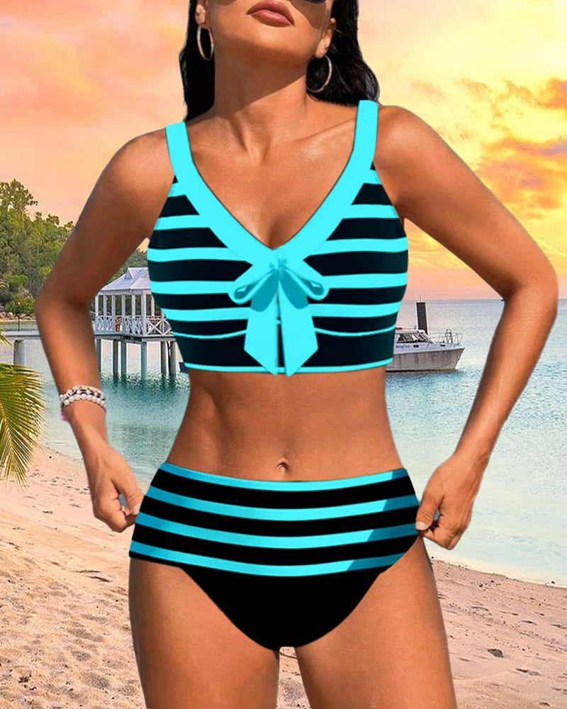 Laluna® | Gestreepte Bikini met Hoge Taille
