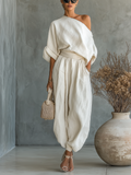 Lisa | Zachte top met blote schouders en tapered broek