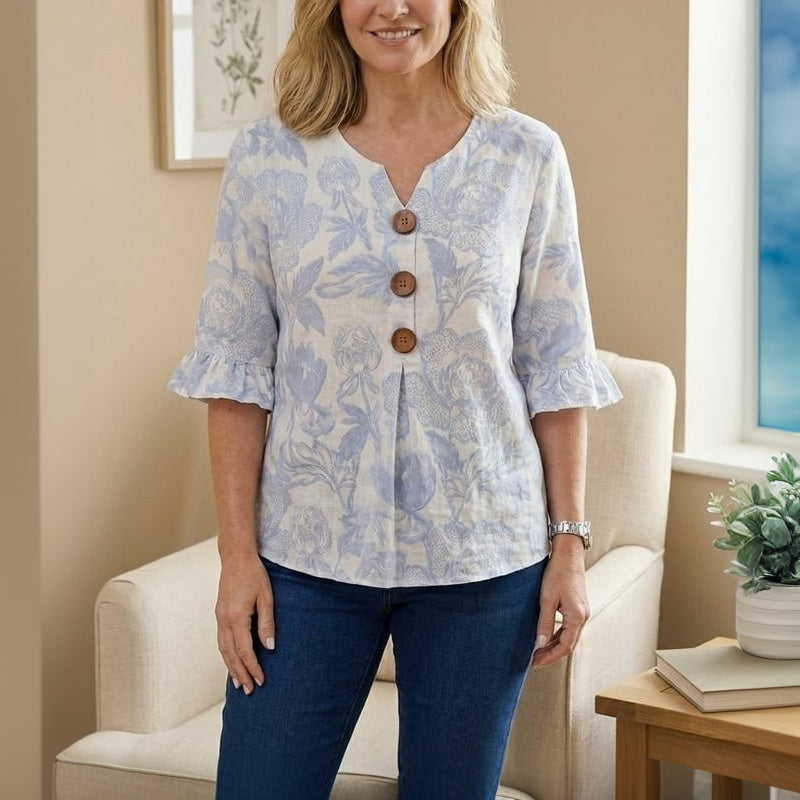 Vintage Bloemige Blouse