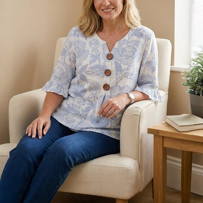 Vintage Bloemige Blouse