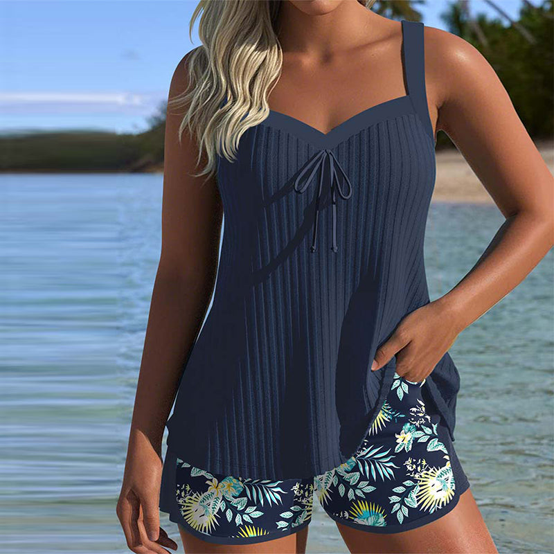 Laluna® | Gestreepte Tankini met Twee Delige Strandshort