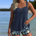 Laluna® | Gestreepte Tankini met Twee Delige Strandshort