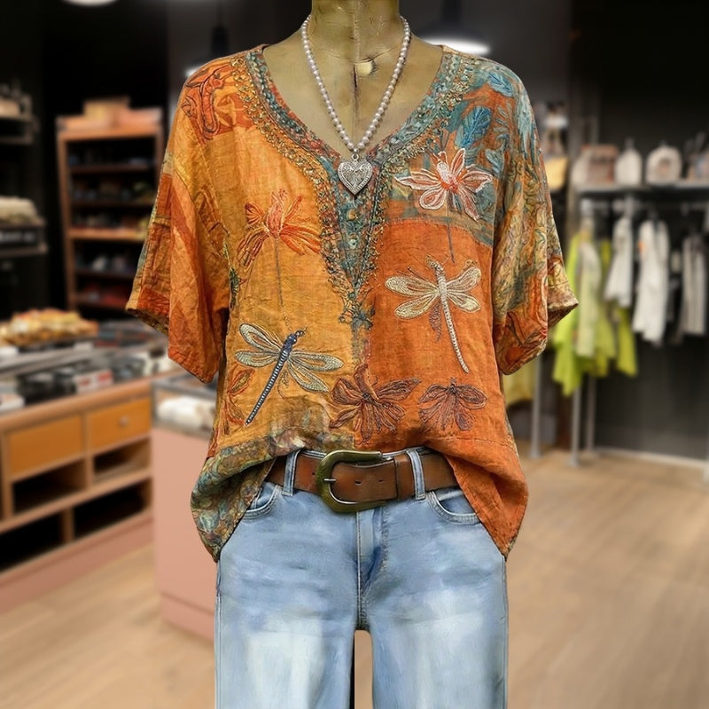 Vintage Blouse Met Libelleprint