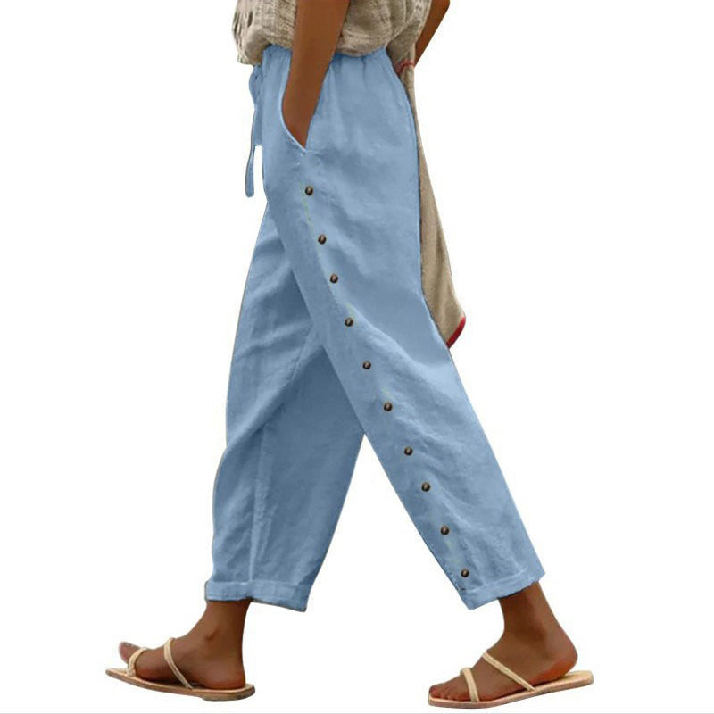 【Katoen En Linnen】Comfortabele Casual Broek