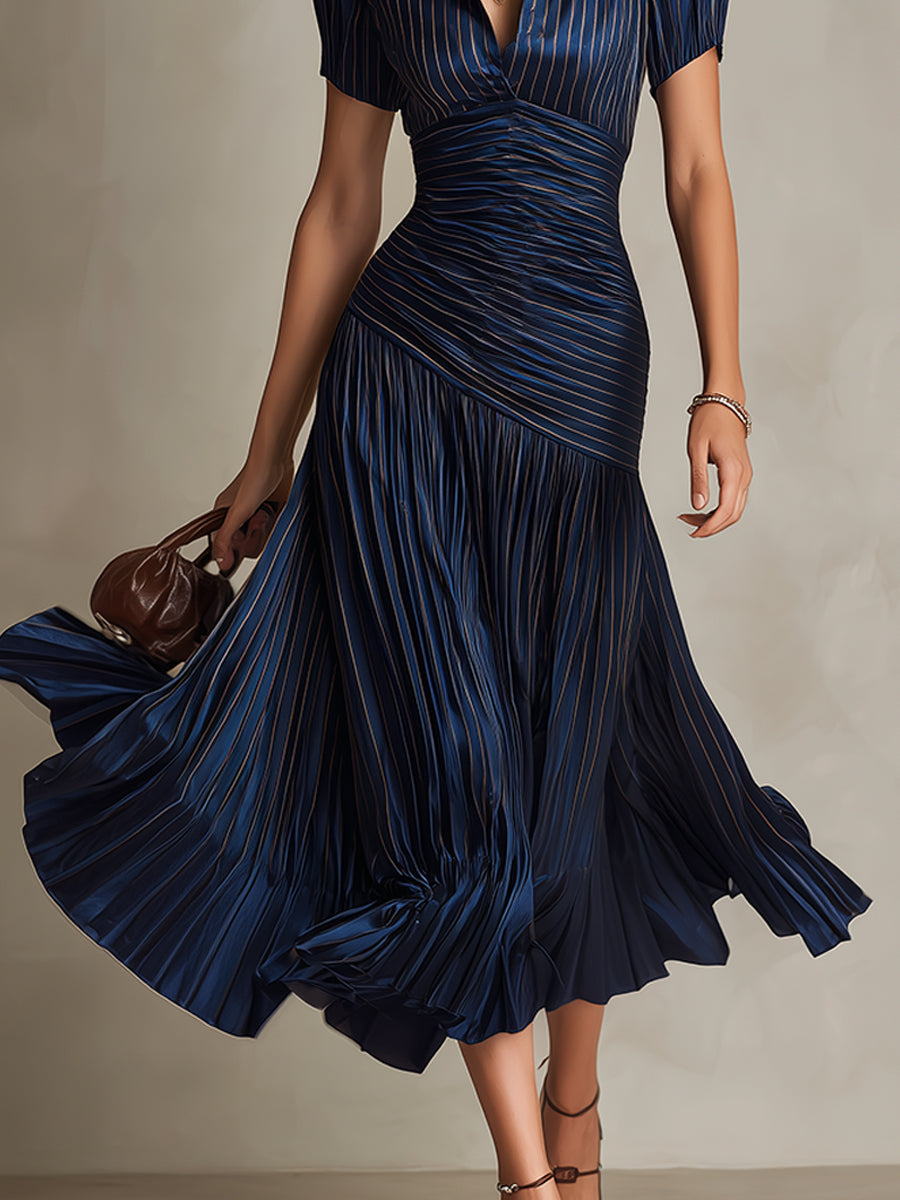 Adriana - Midi-jurk in Retro Streepmotief