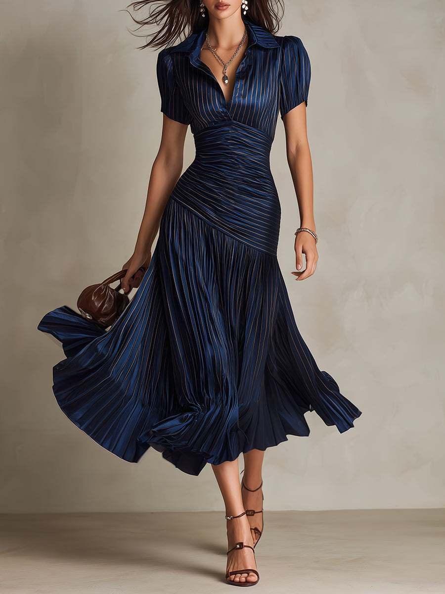 Adriana - Midi-jurk in Retro Streepmotief