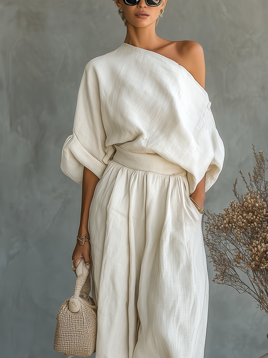 Lisa | Zachte top met blote schouders en tapered broek